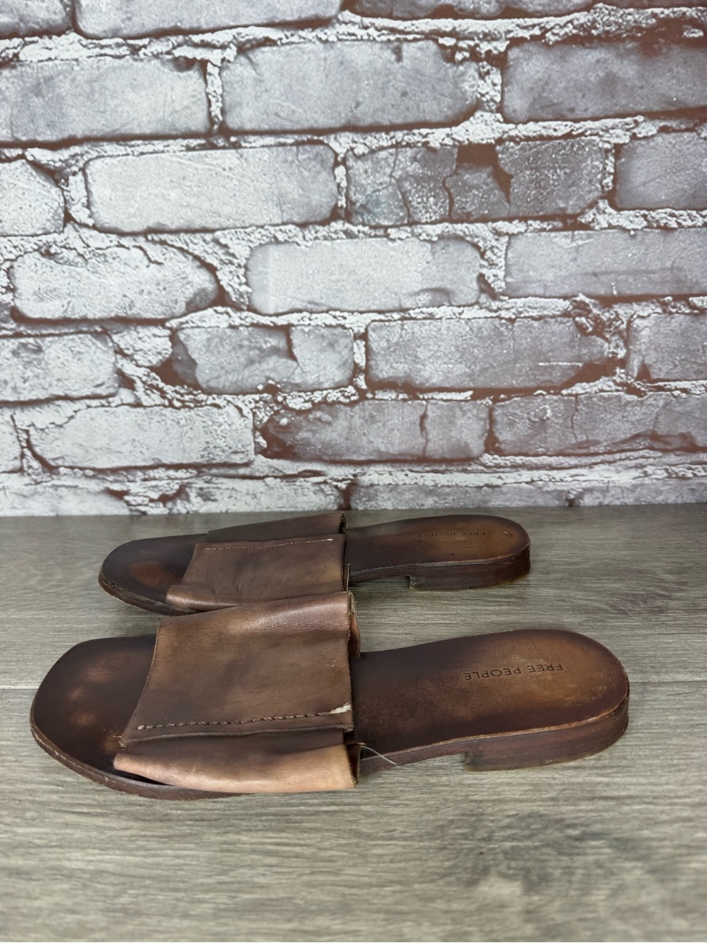 Free People Brown Leather Casual Sandals Slides Slip On Women’s Sz 36.5EU/6M US - Picture 8 of 14